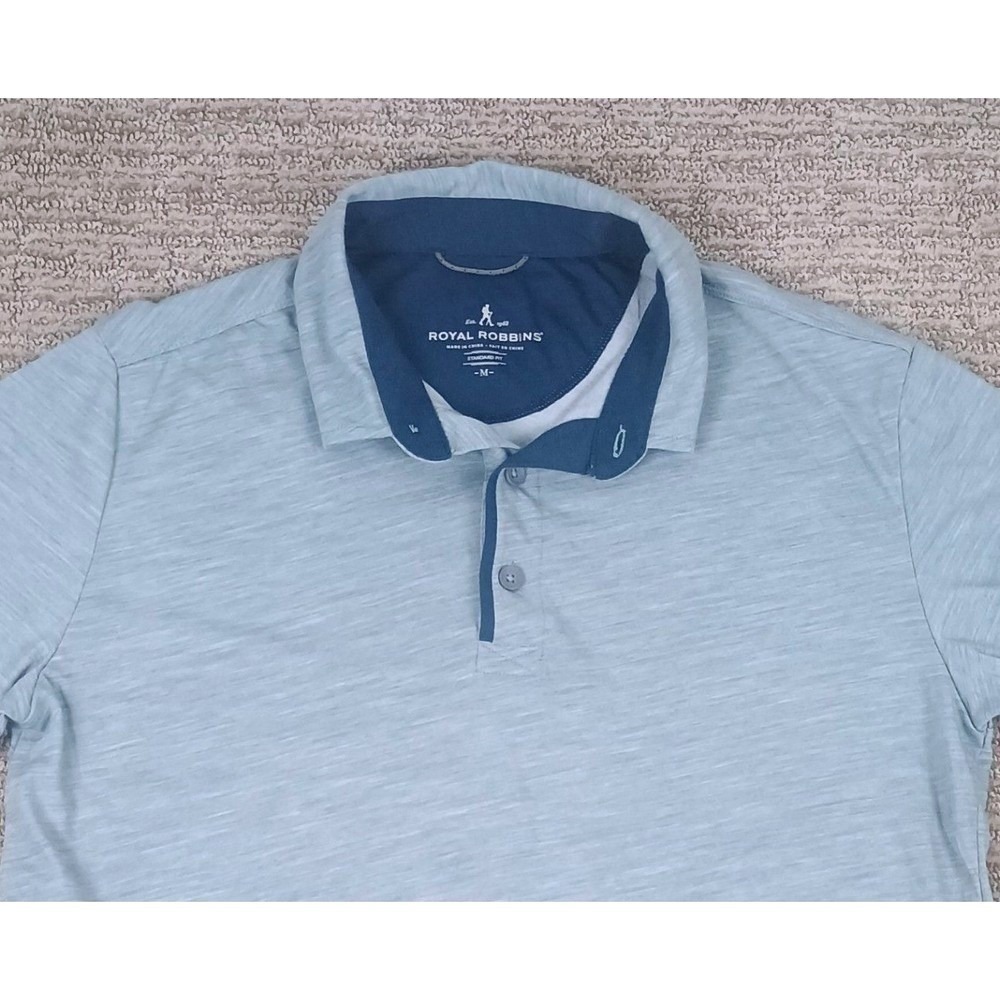 Royal Robbins Mens Light Gray Knit Polo Shirt Short Sleeve Size M Wool Polyester